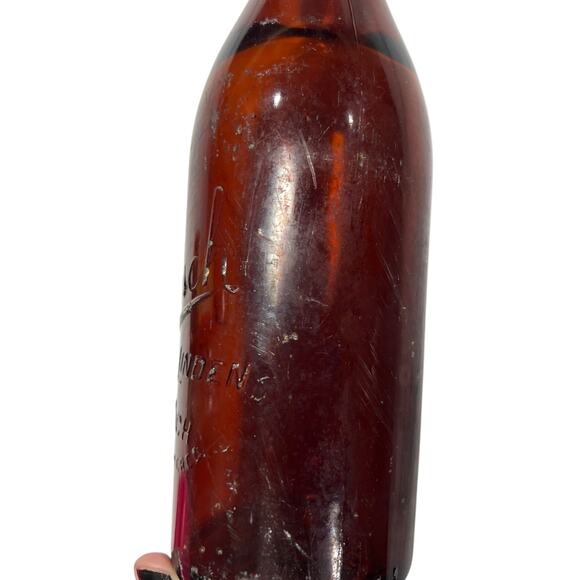 Vintage Bosch Glass Bottle Lake Linden Michigan Amber Not To Be Sold - Picture 8 of 10